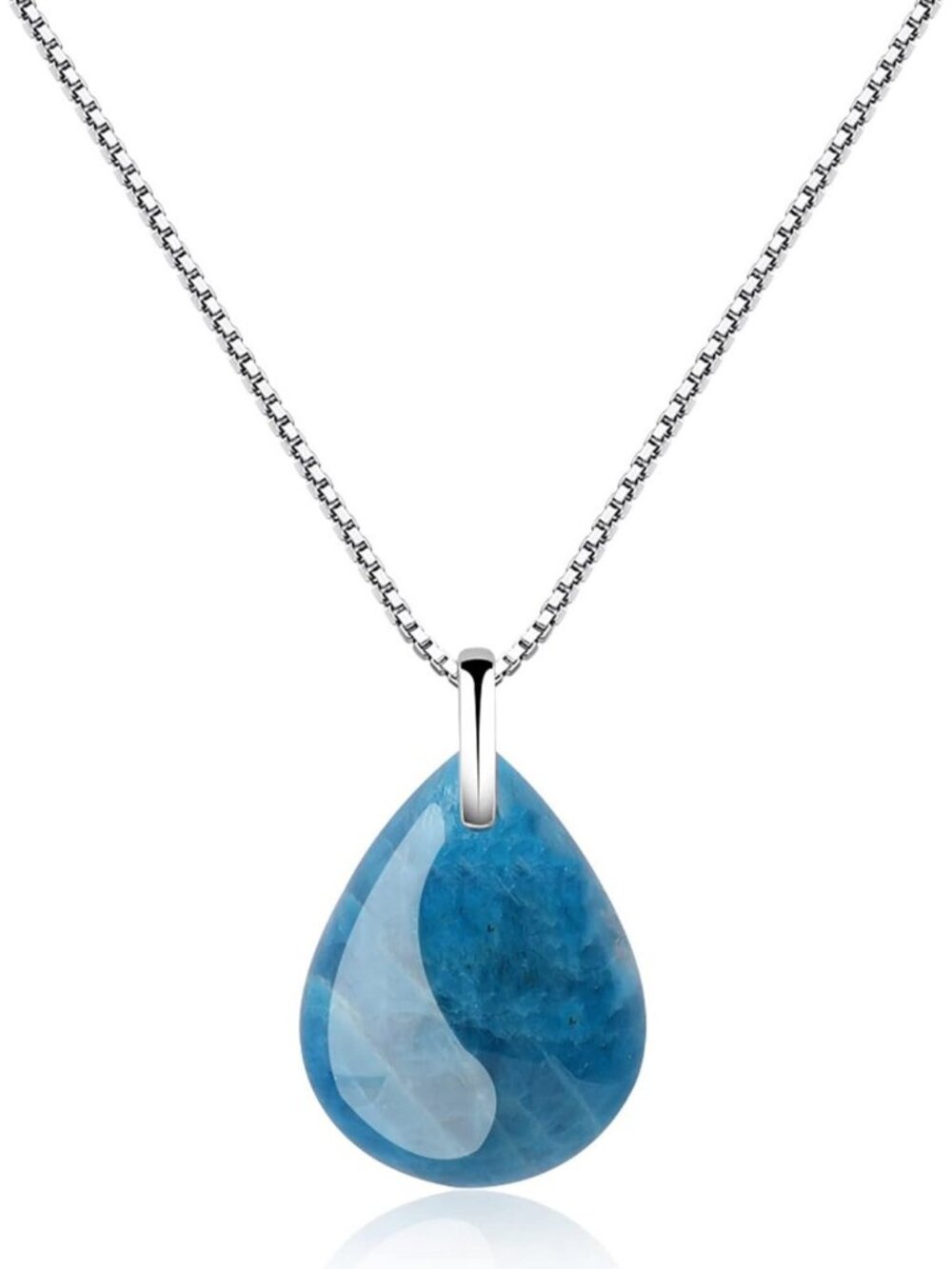 Elegant Silver Teardrop Pendant Necklace with Crystal Accents for Women